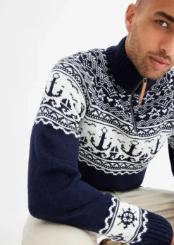 Herren bonprix Große Größen|Pullover & Strickjacken|Maritimer Norweger-Troyer