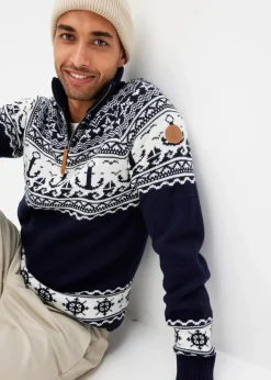 Herren bonprix Große Größen|Pullover & Strickjacken|Maritimer Norweger-Troyer