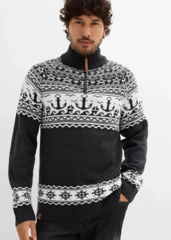 Herren bonprix Pullover & Strickjacken|Große Größen|Maritimer Norweger-Troyer