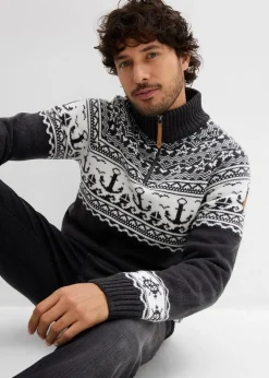 Herren bonprix Pullover & Strickjacken|Große Größen|Maritimer Norweger-Troyer
