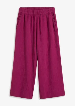 Damen bonprix Hosen|Marlenehose aus Baumwoll-Musselin