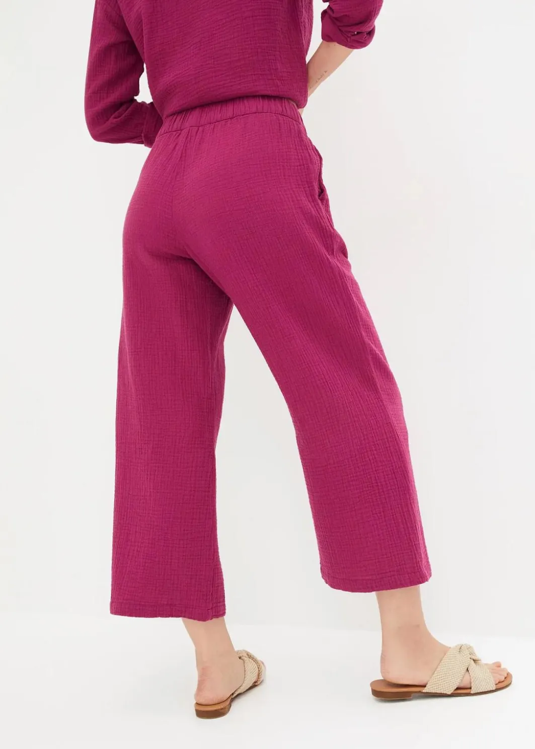 Damen bonprix Hosen|Marlenehose aus Baumwoll-Musselin