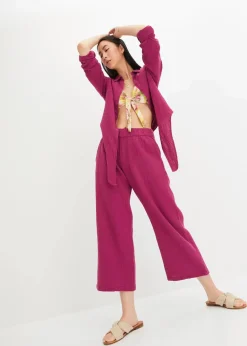 Damen bonprix Hosen|Marlenehose aus Baumwoll-Musselin