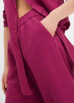 Damen bonprix Hosen|Marlenehose aus Baumwoll-Musselin