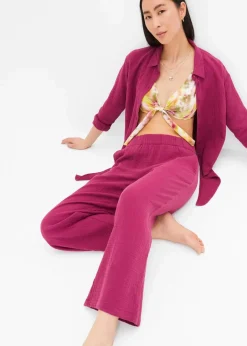 Damen bonprix Hosen|Marlenehose aus Baumwoll-Musselin