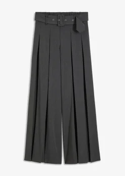 Damen bonprix Kurzgrößen|Bekleidung·Kleider|Marlenehose aus fließendem Viskose-Mix