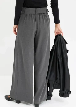 Damen bonprix Kurzgrößen|Bekleidung·Kleider|Marlenehose aus fließendem Viskose-Mix
