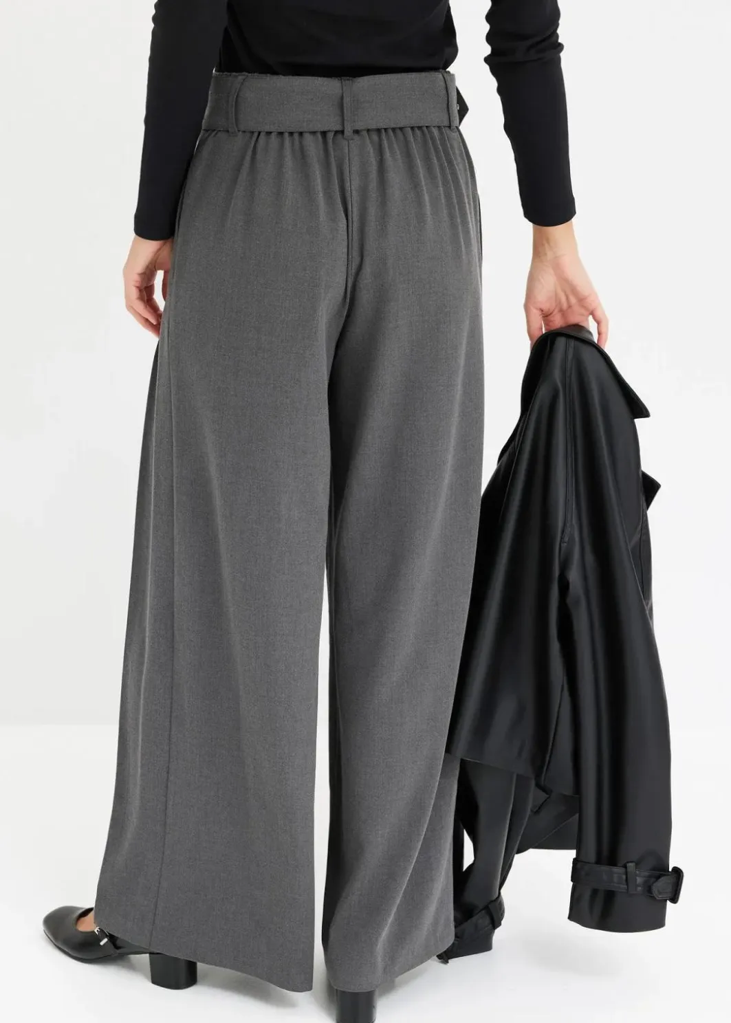 Damen bonprix Kurzgrößen|Bekleidung·Kleider|Marlenehose aus fließendem Viskose-Mix