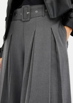 Damen bonprix Kurzgrößen|Bekleidung·Kleider|Marlenehose aus fließendem Viskose-Mix