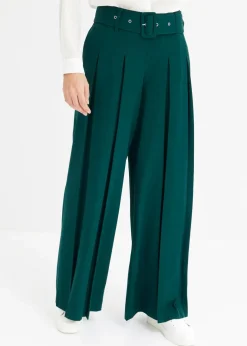 Damen bonprix Hosen|Kurzgrößen|Marlenehose aus fließendem Viskose-Mix