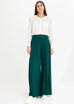 Damen bonprix Hosen|Kurzgrößen|Marlenehose aus fließendem Viskose-Mix