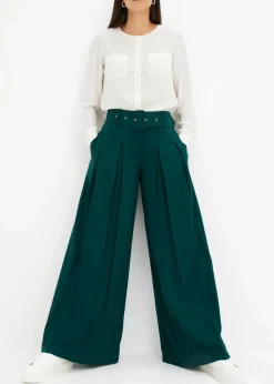 Damen bonprix Hosen|Kurzgrößen|Marlenehose aus fließendem Viskose-Mix