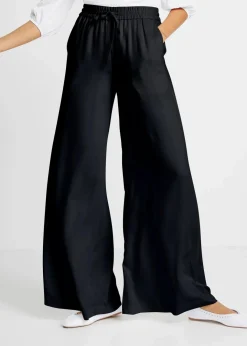Outlet Marlenehose aus leicht glänzender Viskose Damen Bekleidung·Kleider|Hosen
