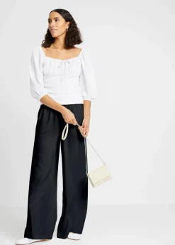 Outlet Marlenehose aus leicht glänzender Viskose Damen Bekleidung·Kleider|Hosen
