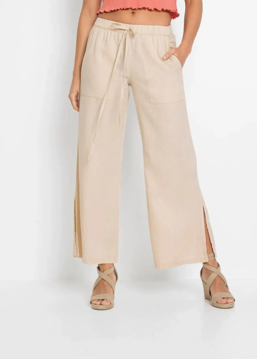 Damen bonprix Hosen|Bekleidung·Kleider|Marlenehose aus Leinen