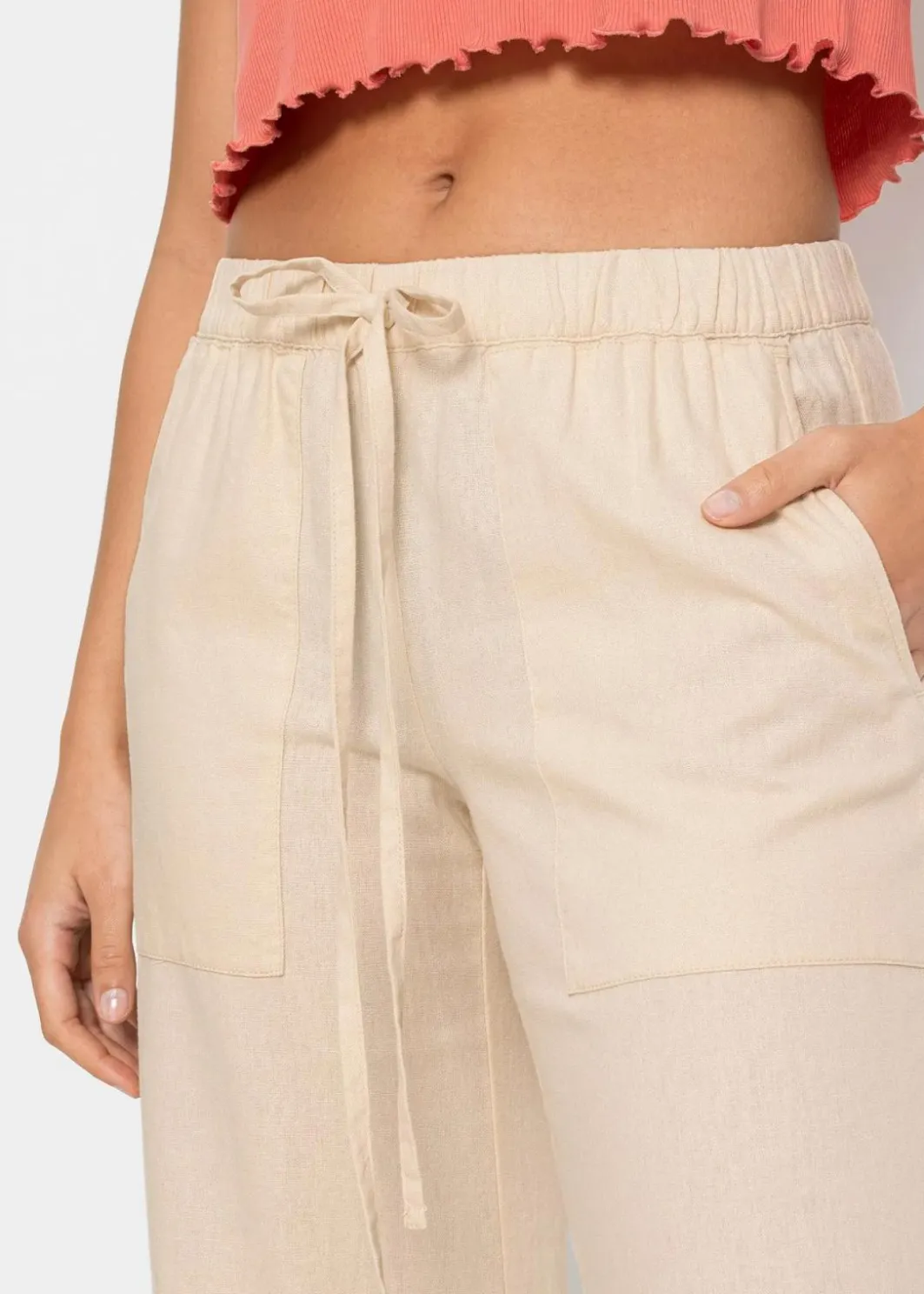 Damen bonprix Hosen|Bekleidung·Kleider|Marlenehose aus Leinen