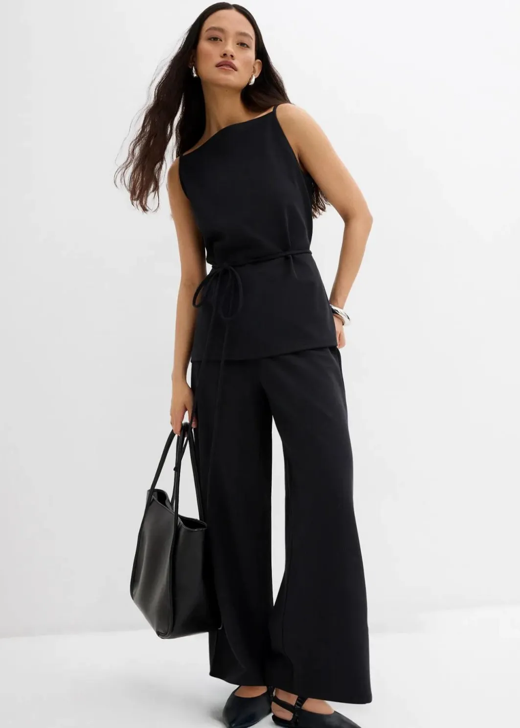 Damen bonprix Bekleidung·Kleider|Zweiteiler & Sets|Marlenehose aus Piqué