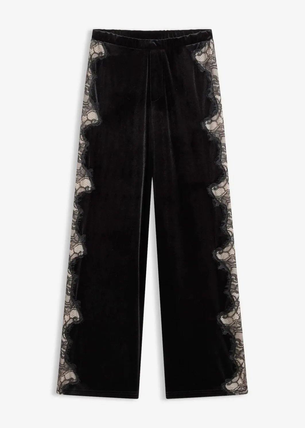 Damen bonprix Bekleidung·Kleider|Hosen|Marlenehose aus softem Samt mit Spitzeneinsatz