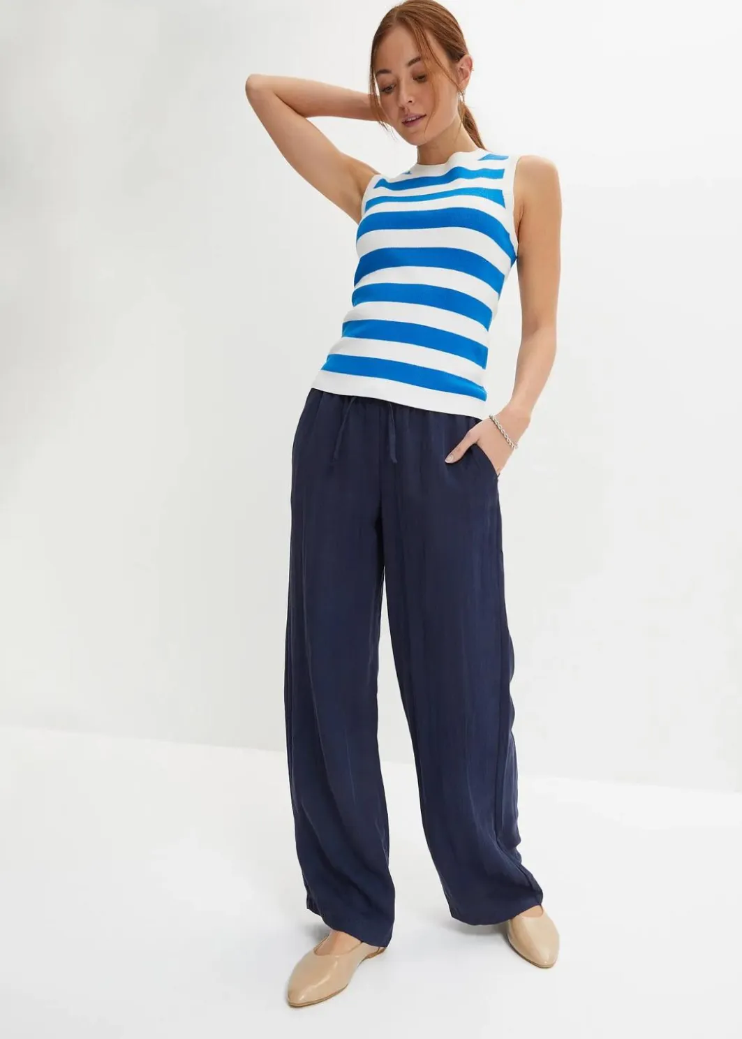 Damen bonprix Hosen|Bekleidung·Kleider|Marlenehose mit Bequembund