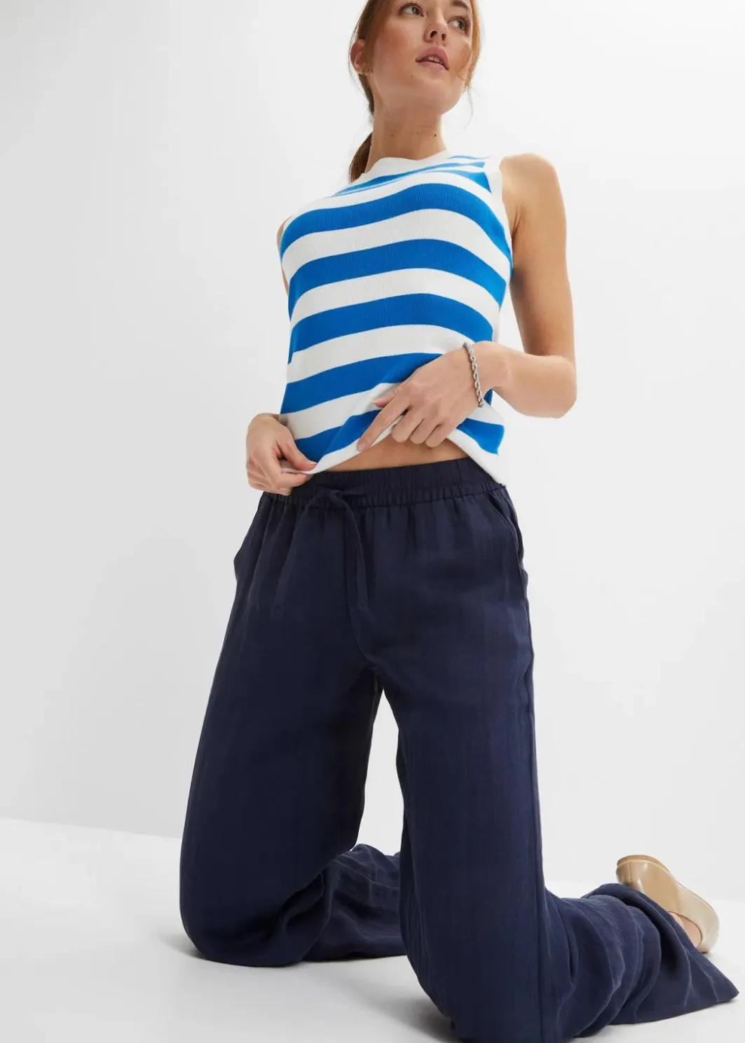 Damen bonprix Hosen|Bekleidung·Kleider|Marlenehose mit Bequembund