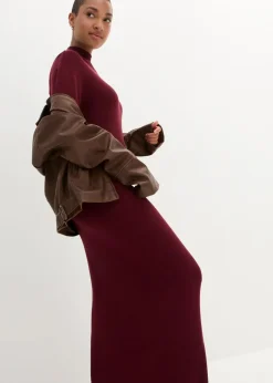 Damen bonprix Bekleidung·Umstandsmode|Bekleidung·Pullover & Strickjacken|Maxi-Feinstrickkleid aus fließendem Viskose-Mix