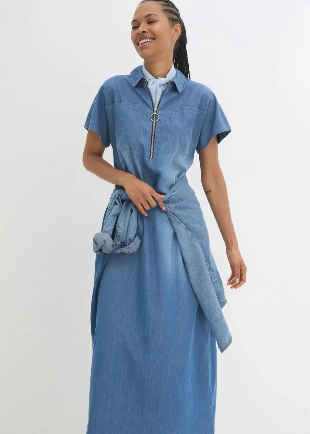 Damen bonprix Bekleidung·Pullover & Strickjacken|Kleider|Maxi-Jeanskleid