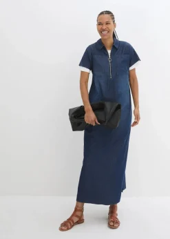 Discount Maxi-Jeanskleid Damen Kleider|Bekleidung·Pullover & Strickjacken