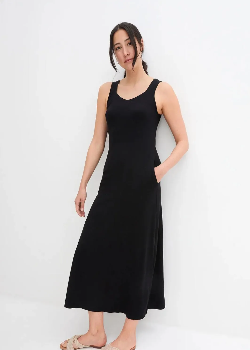 Damen bonprix Kleider|Maxikleid aus Baumwoll- Viskose Mischung