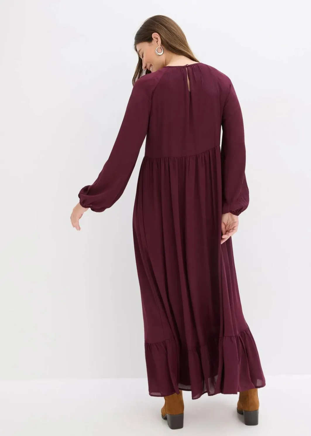 Damen bonprix Kleider|Bekleidung·Pullover & Strickjacken|Maxikleid aus Chiffon