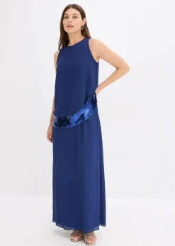 Damen bonprix Festliche Mode|Kleider|Maxikleid aus feinem Georgette mit Pailletten