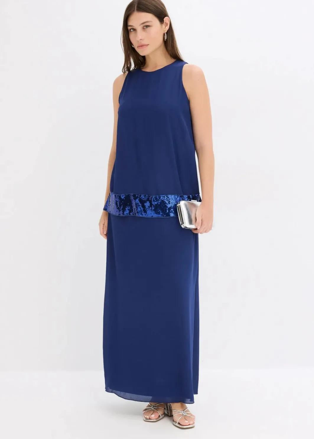 Damen bonprix Festliche Mode|Kleider|Maxikleid aus feinem Georgette mit Pailletten