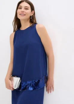 Damen bonprix Festliche Mode|Kleider|Maxikleid aus feinem Georgette mit Pailletten