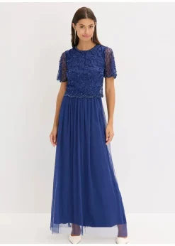 Damen bonprix Bekleidung·Pullover & Strickjacken|Festliche Mode|Maxikleid aus feinem Tüll mit Paillettenstickerei