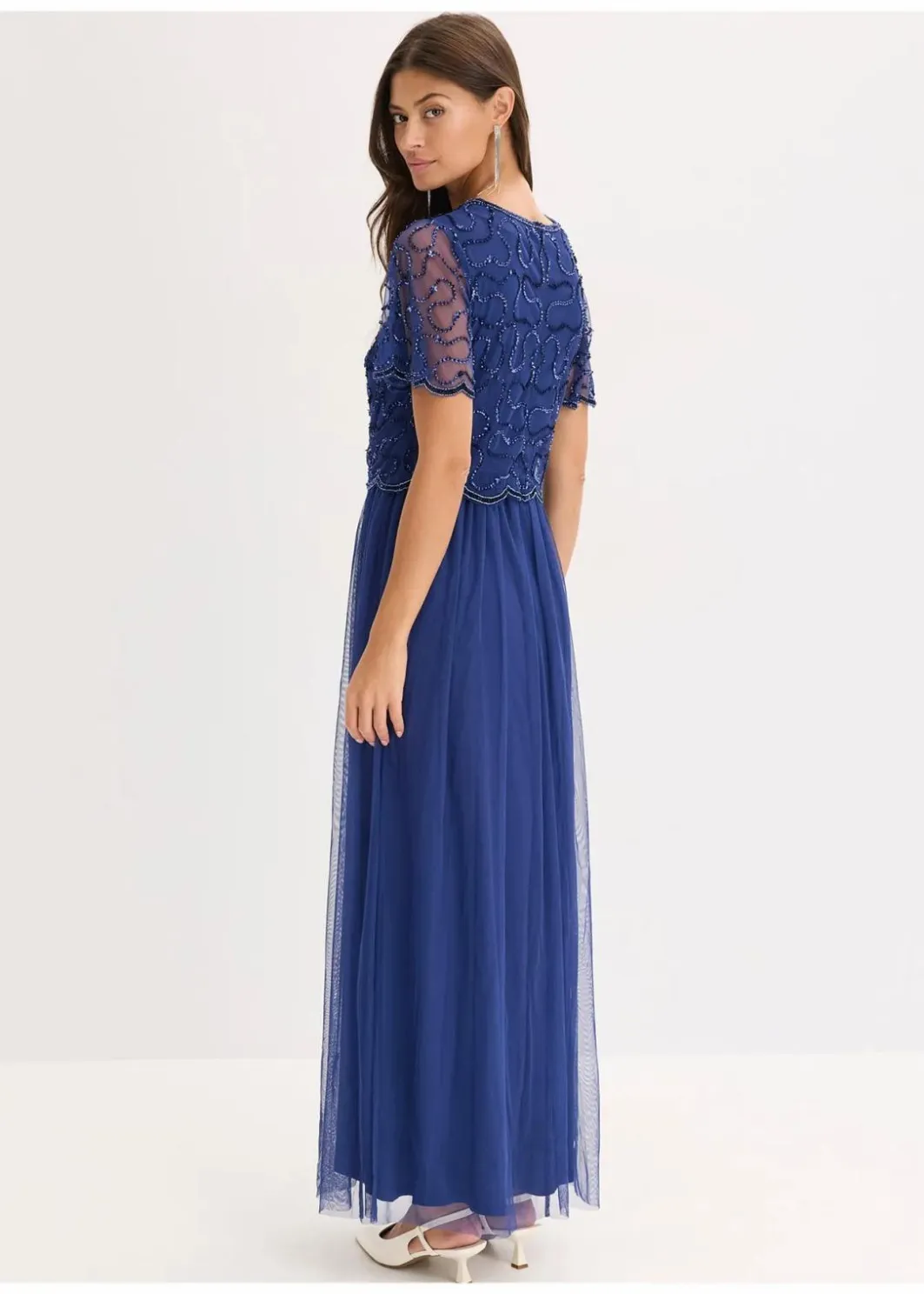 Damen bonprix Bekleidung·Pullover & Strickjacken|Festliche Mode|Maxikleid aus feinem Tüll mit Paillettenstickerei