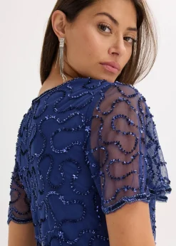 Damen bonprix Bekleidung·Pullover & Strickjacken|Festliche Mode|Maxikleid aus feinem Tüll mit Paillettenstickerei