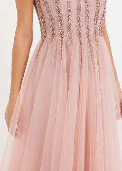 Outlet Maxikleid aus feinem Tüll mit Paillettenstickerei Damen Kleider|Festliche Mode