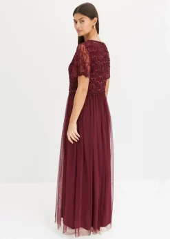Damen bonprix Kleider|Festliche Mode|Maxikleid aus feinem Tüll mit Paillettenstickerei