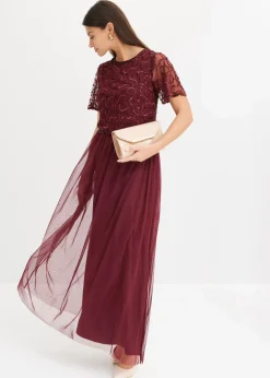 Damen bonprix Kleider|Festliche Mode|Maxikleid aus feinem Tüll mit Paillettenstickerei