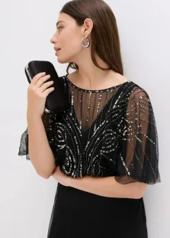 Online Maxikleid aus feinem Tüll mit Paillettenstickerei Damen Kleider|Festliche Mode