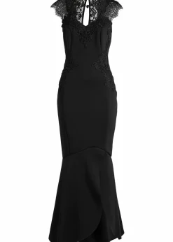 Sale Maxikleid aus fester Scuba-Qualität mit Spitze Damen Kurzgrößen|Kurzgrößen