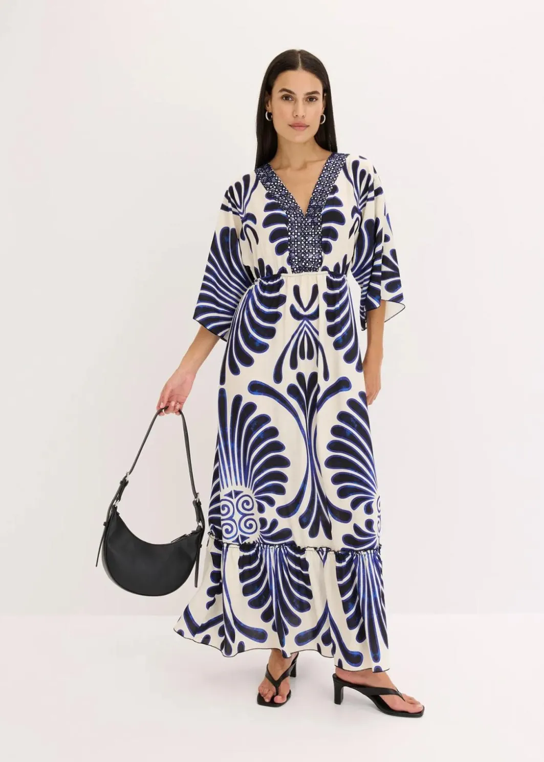 Maxikleid aus fließender Viskose Damen Kleider|Bekleidung·Pullover & Strickjacken