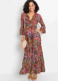 Damen bonprix Nachhaltigere Materialien|Kleider|Maxikleid aus fließender Viskose