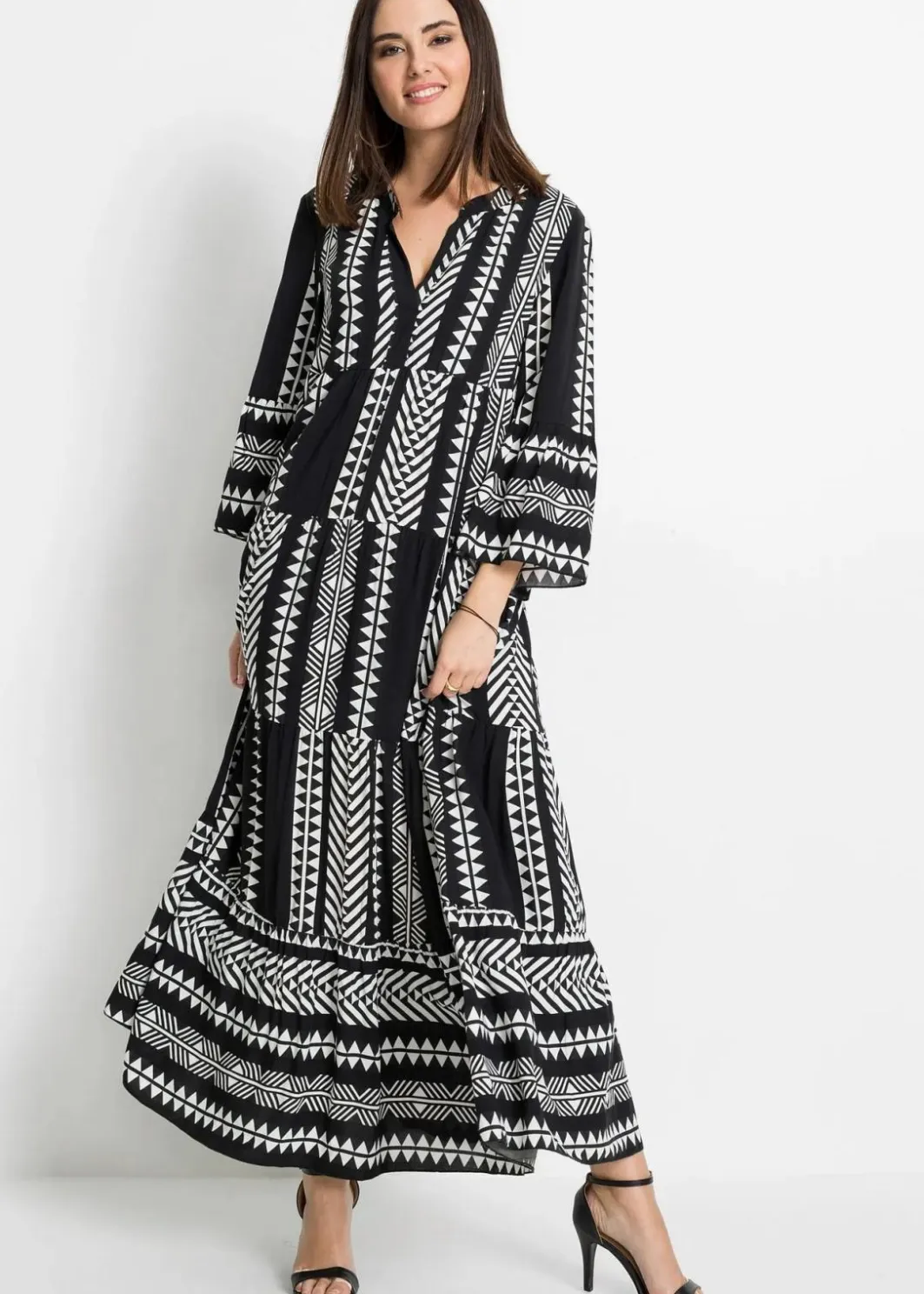 Damen bonprix Nachhaltigere Materialien|Kleider|Maxikleid aus fließender Viskose