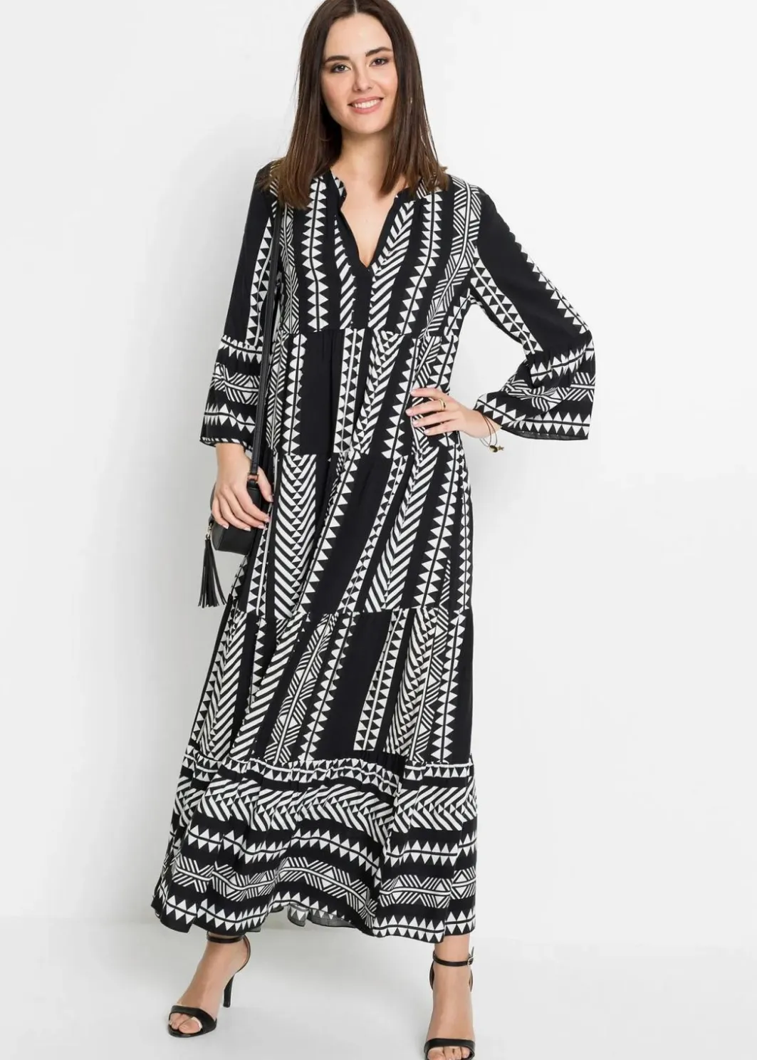 Damen bonprix Nachhaltigere Materialien|Kleider|Maxikleid aus fließender Viskose