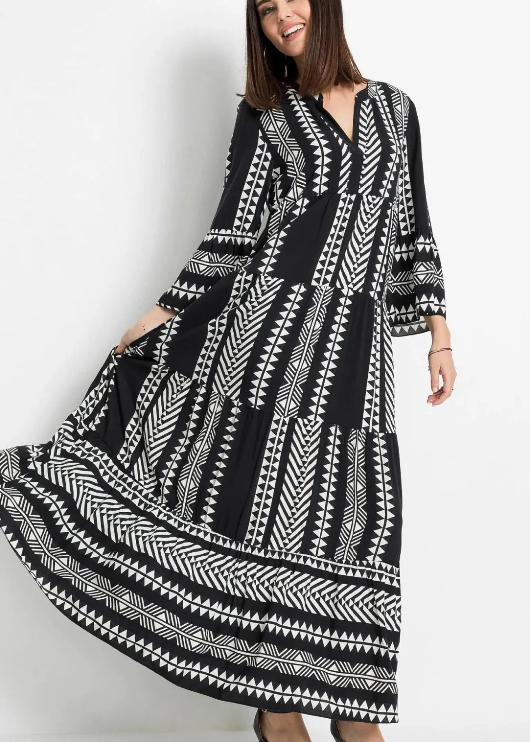 Damen bonprix Nachhaltigere Materialien|Kleider|Maxikleid aus fließender Viskose