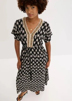 Discount Maxikleid aus fließender Viskose Damen Kleider|Bekleidung·Pullover & Strickjacken