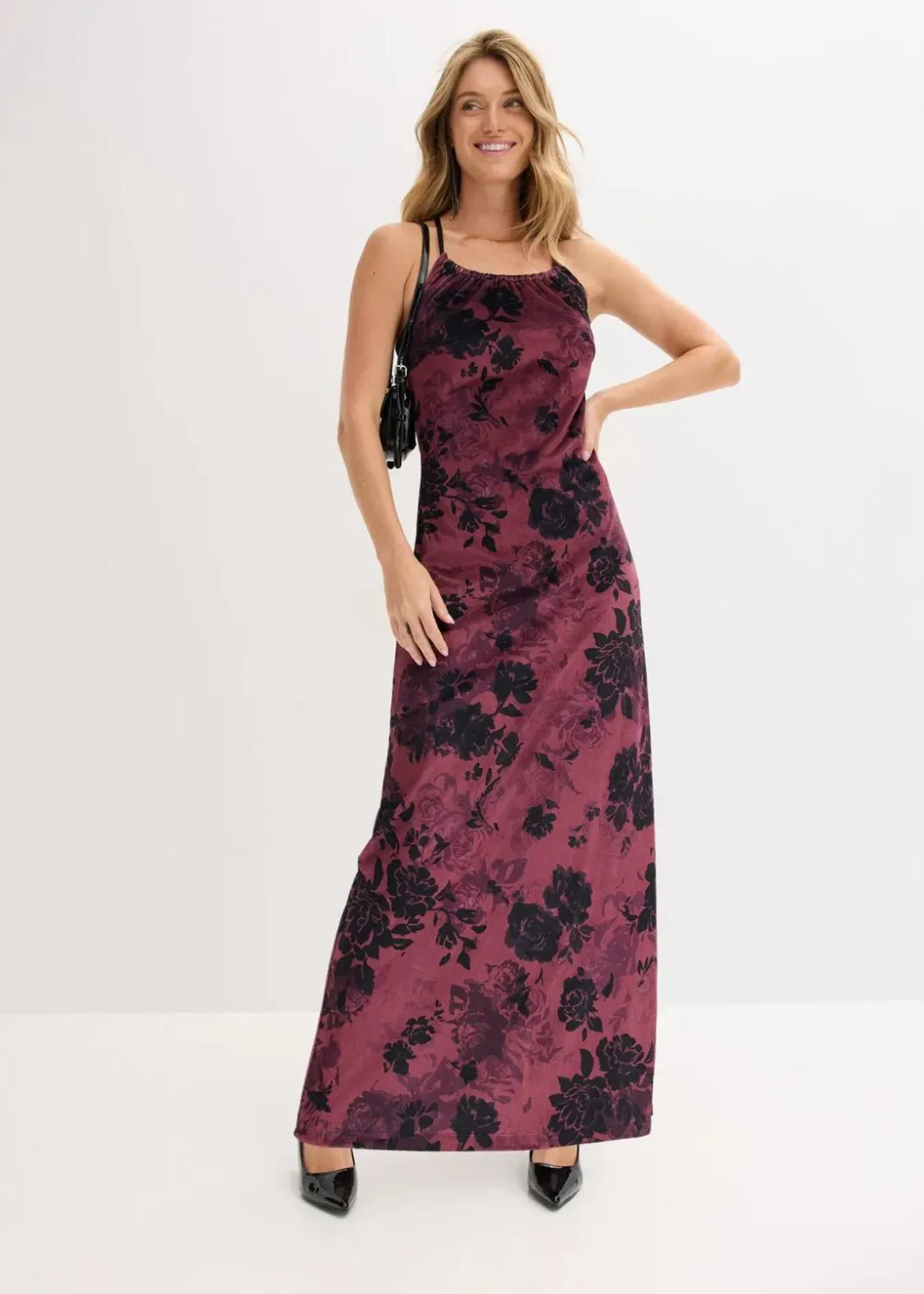 Outlet Maxikleid aus glänzendem Samt Damen Bekleidung·Pullover & Strickjacken|Festliche Mode