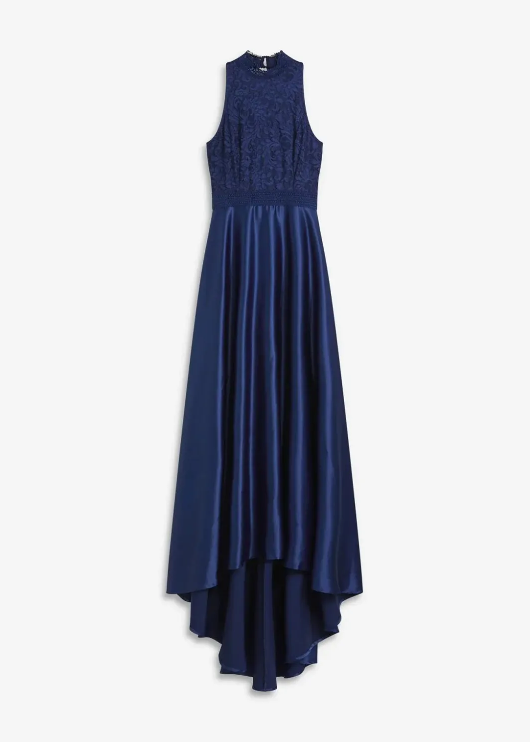 Maxikleid aus glänzendem Satin mit Spitze Damen Bekleidung·Pullover & Strickjacken|Festliche Mode