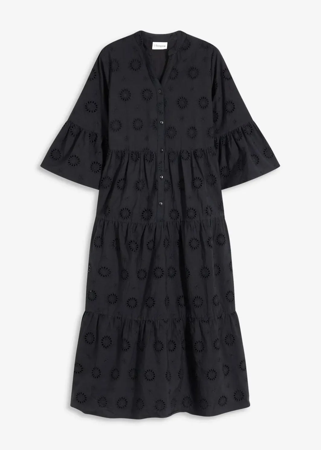 Damen bonprix Kleider|Maxikleid aus reiner Baumwolle mit Lochstickerei