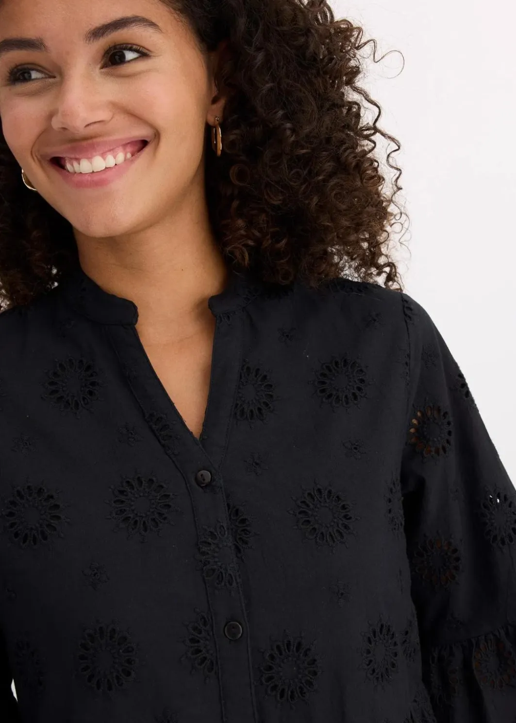 Damen bonprix Kleider|Maxikleid aus reiner Baumwolle mit Lochstickerei